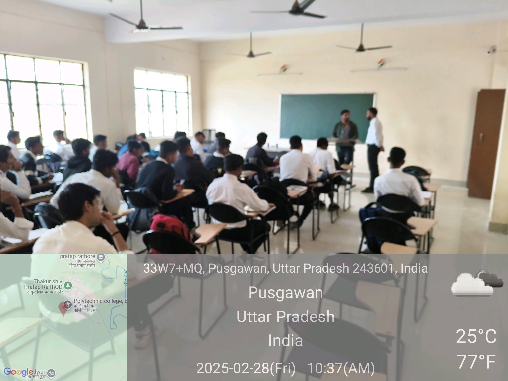 Wide view of students attending a classroom lecture near the chalkboard, February 28, 2025